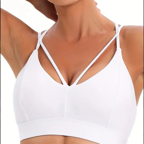 NWOT: LEOQ Sports Bra with Criss Cross Straps - Picture 1 of 9